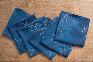 Set di 6 tovaglioli da tavola in stoffa 45 x 45 CM 100% cotone stampa digitale dai colori vivi ed intensi lavabili in lavatrice made in Italy MARE PROFONDO