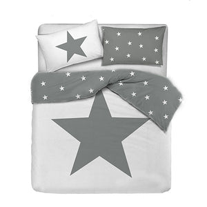 Set copripiumino federe letto 100% cotone stampa digitale STELLA GRIGIO