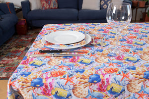 Tovaglia da tavola in cotone stampa digitale dai colori vivi ed intensi lavabile in lavatrice made in Italy PESCI TROPICALI