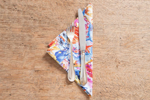 Set di 6 tovaglioli da tavola in stoffa 45 x 45 CM cotone stampa digitale dai colori vivi ed intensi lavabili in lavatrice made in Italy MARINO PESCI ROSSI