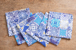 Set di 6 tovaglioli da tavola in stoffa 45 x 45 CM 100% cotone stampa digitale dai colori vivi ed intensi lavabili in lavatrice made in Italy MAIOLICHE VIETRI