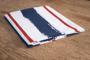 Runner da tavola in 100% cotone stampa digitale dai colori vivi ed intensi lavabile in lavatrice made in Italy RIGHE BIANCO ROSSO BLU