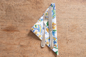 Set di 6 tovaglioli da tavola in stoffa 45 x 45 CM 100% cotone stampa digitale dai colori vivi ed intensi lavabili in lavatrice made in Italy MAIOLICHE SICILIANE