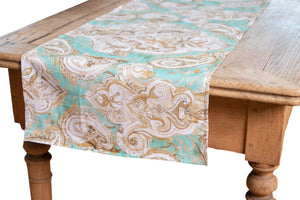 Runner da tavola in 100% cotone stampa digitale dai colori vivi ed intensi lavabile in lavatrice made in Italy PAISLEY VERDE