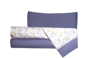 Completo letto in raso di puro cotone Romance Azzuro / Blu - Vanita di raso
