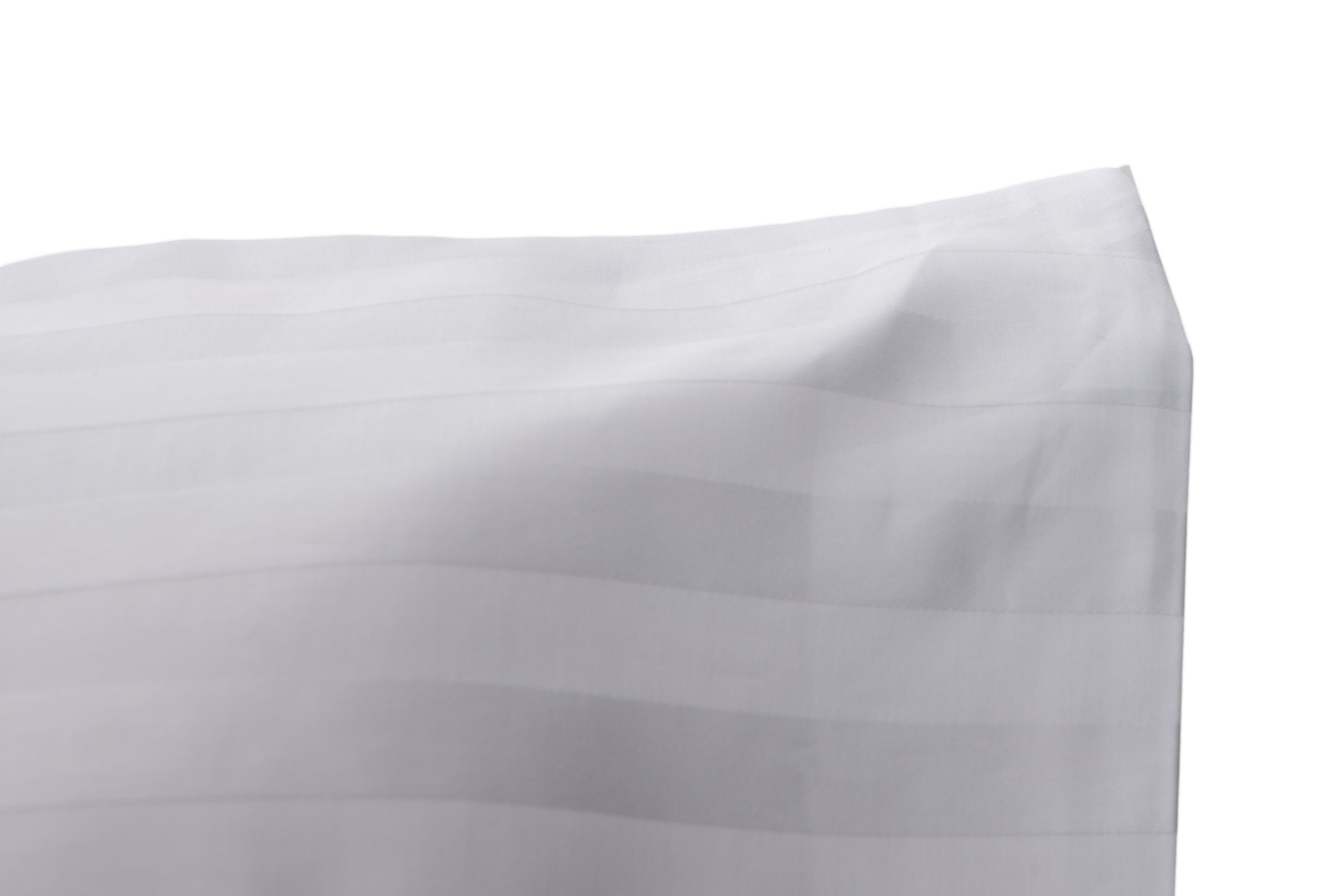 Completo letto lenzuola raso spigato rigato BIANCO - Vanita di raso