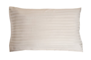 Completo letto lenzuola raso spigato rigato CREMA - Vanita di raso