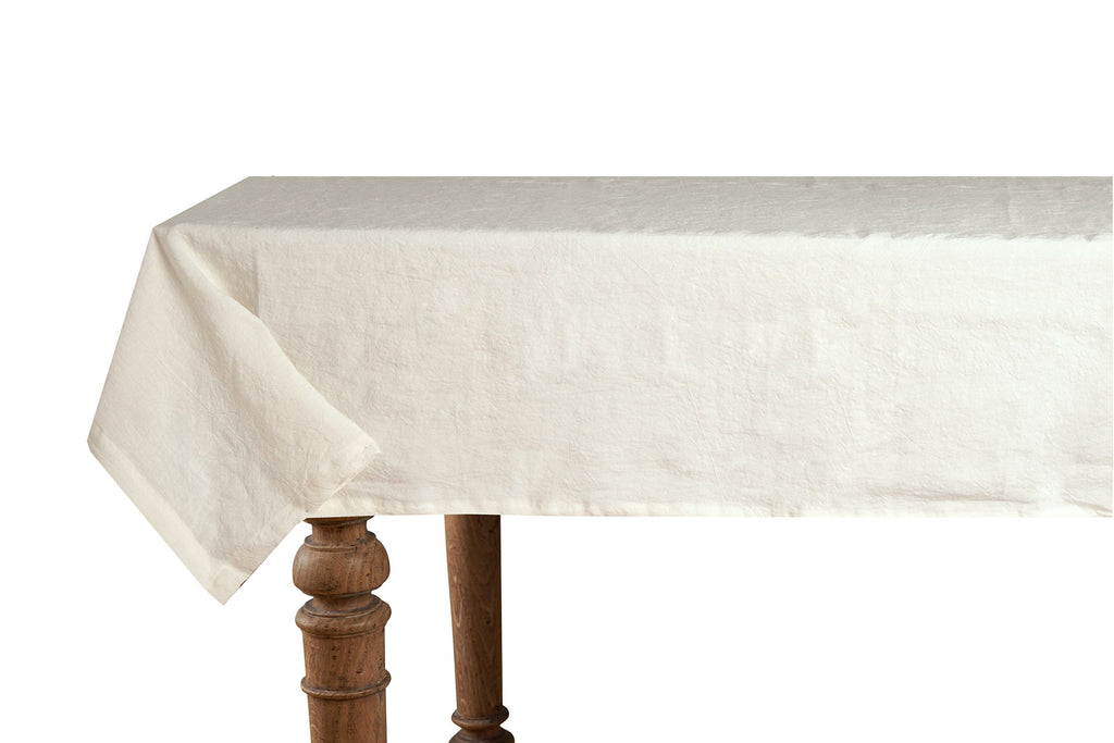 Tovaglia da tavola in 100% puro lino lavato delavè stone washed morbido resistente elegante made in italy  AVORIO - Vanita di raso