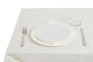 Tovaglia da tavola in 100% puro lino lavato delavè stone washed morbido resistente elegante made in italy  AVORIO - Vanita di raso