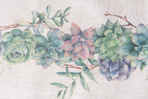 Runner da tavola in misto lino stampa floreale fiori morbido resistente elegante made in italy  SUCCULENTE - Vanita di raso