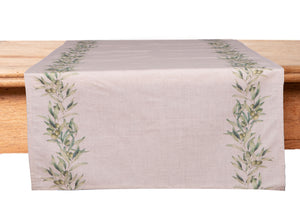Runner da tavola in misto lino stampa floreale fiori morbido resistente elegante made in italy  ULIVO - Vanita di raso