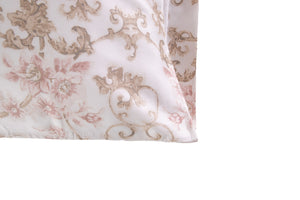 Completo letto lenzuola stampato stampa fantasia in raso di puro di cotone made in Italy MATRIMONIALE FIORELLINI ROSA - Vanita di raso