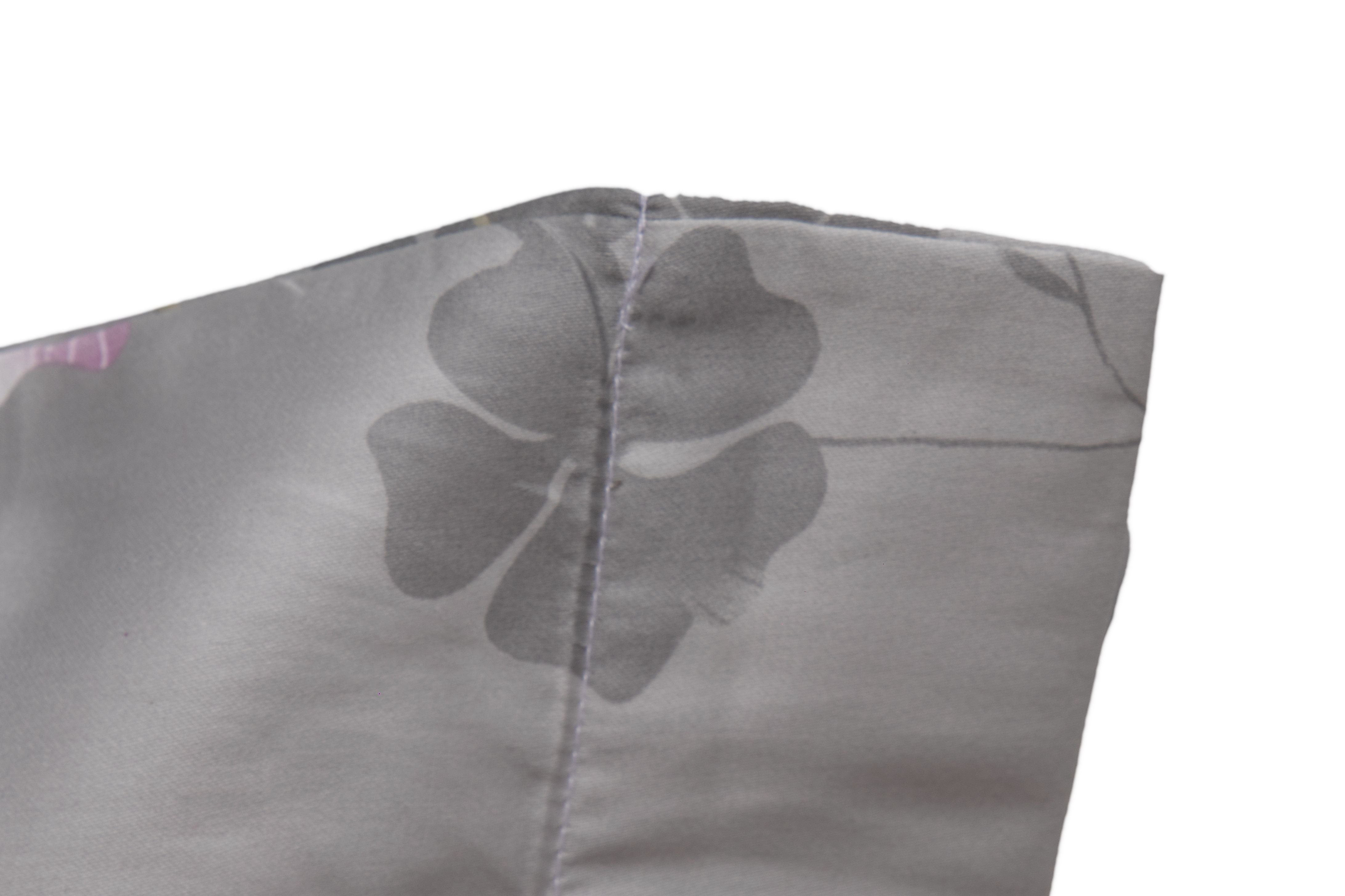 Completo letto lenzuola stampato stampa fantasia in raso di puro di cotone made in Italy MATRIMONIALE KYOTO GRIGIO - Vanita di raso