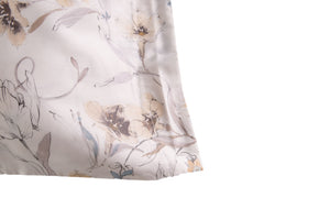 Completo letto lenzuola stampato stampa fantasia in raso di puro di cotone made in Italy MATRIMONIALE FIORI DI CAMPO - Vanita di raso