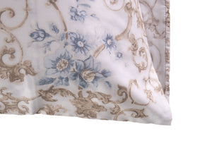Completo letto lenzuola stampato stampa fantasia in raso di puro di cotone made in Italy MATRIMONIALE FIORELLINI AZZURRO - Vanita di raso